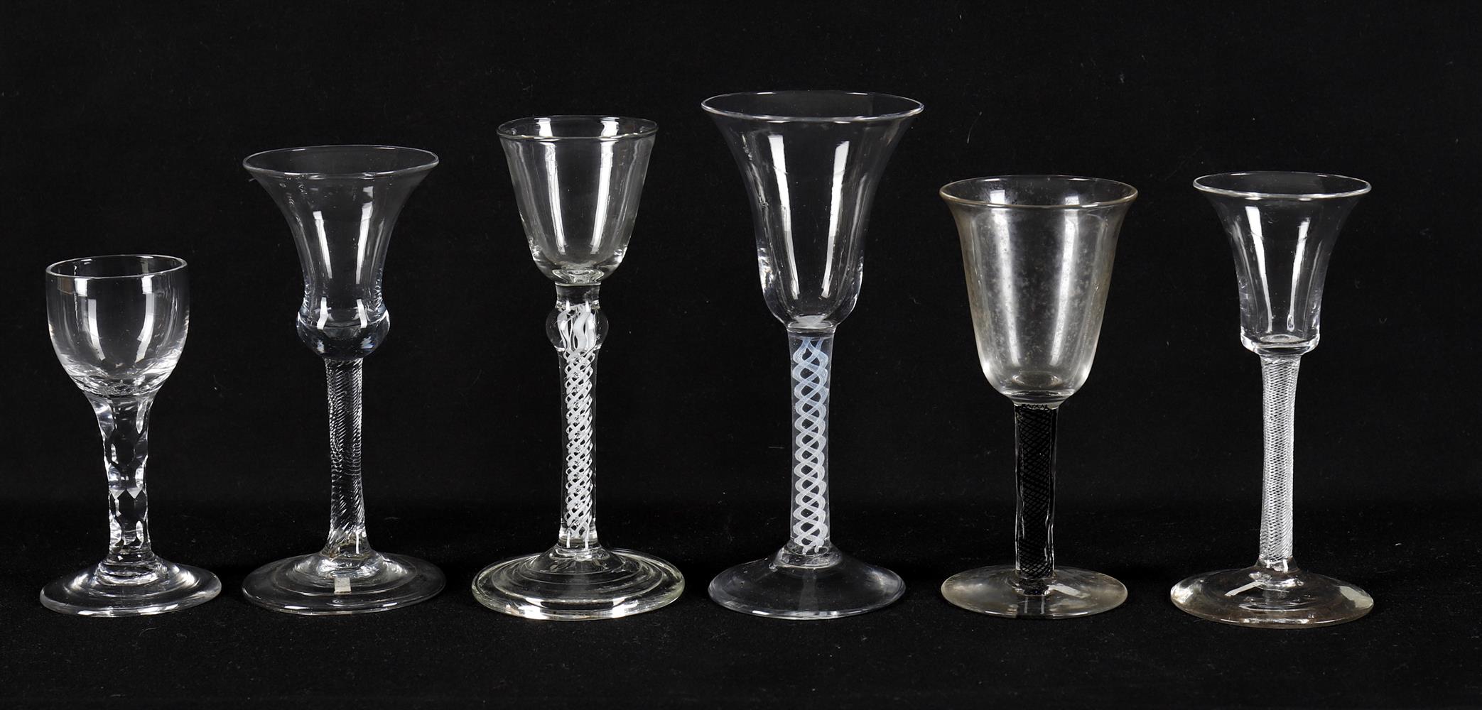 Six 18th century wine glasses with assorted twist stems - Image 2 of 3