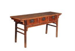 A Chinese hardwood, almost certainly elm side table
