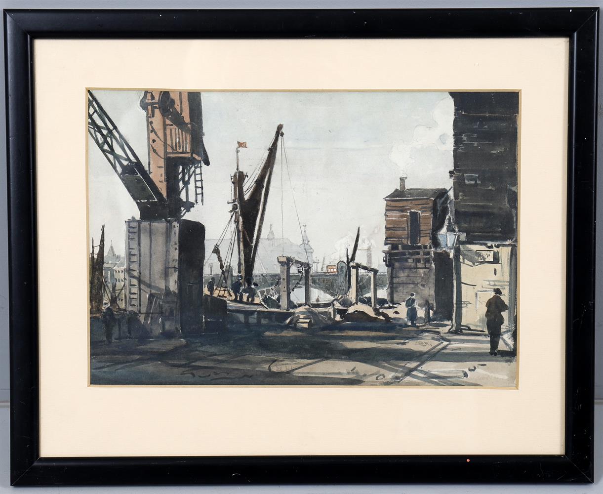 λ Claude Muncaster (1903-1974), Cranes at Hayes Wharf and another - Image 4 of 7