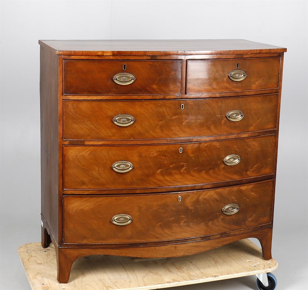 An early Victorian mahogany bowfront chest of drawers