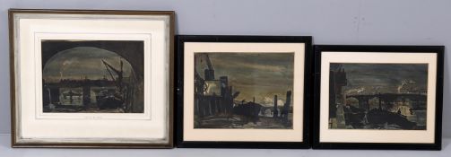 λ Claude Muncaster (1903-1974), Three night views on the Thames