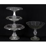 A set of three 19th century graduated glass tazzas