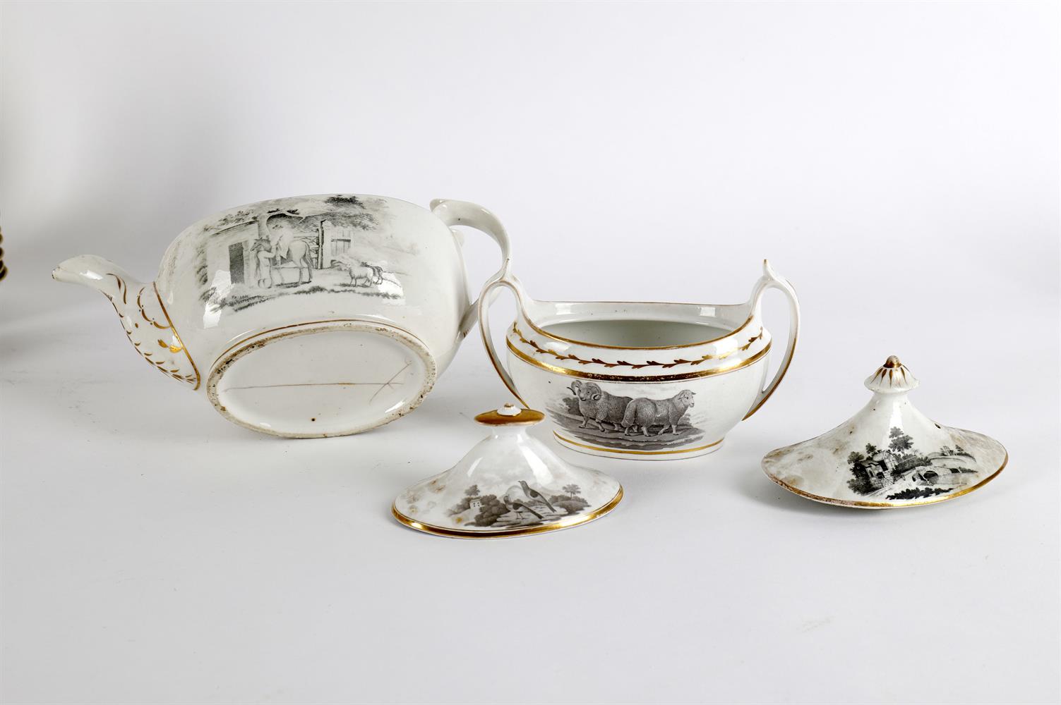 Early 19th century English teaware to include a Chamberlain's Worcester spirally moulded part tea an - Image 10 of 10