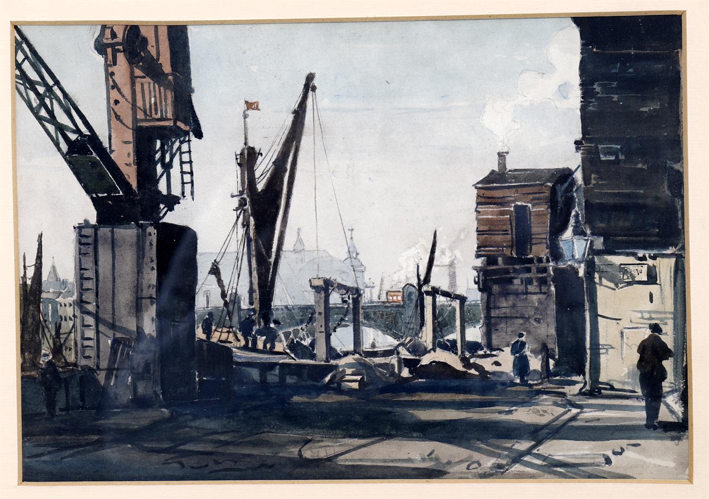 λ Claude Muncaster (1903-1974), Cranes at Hayes Wharf and another - Image 7 of 7