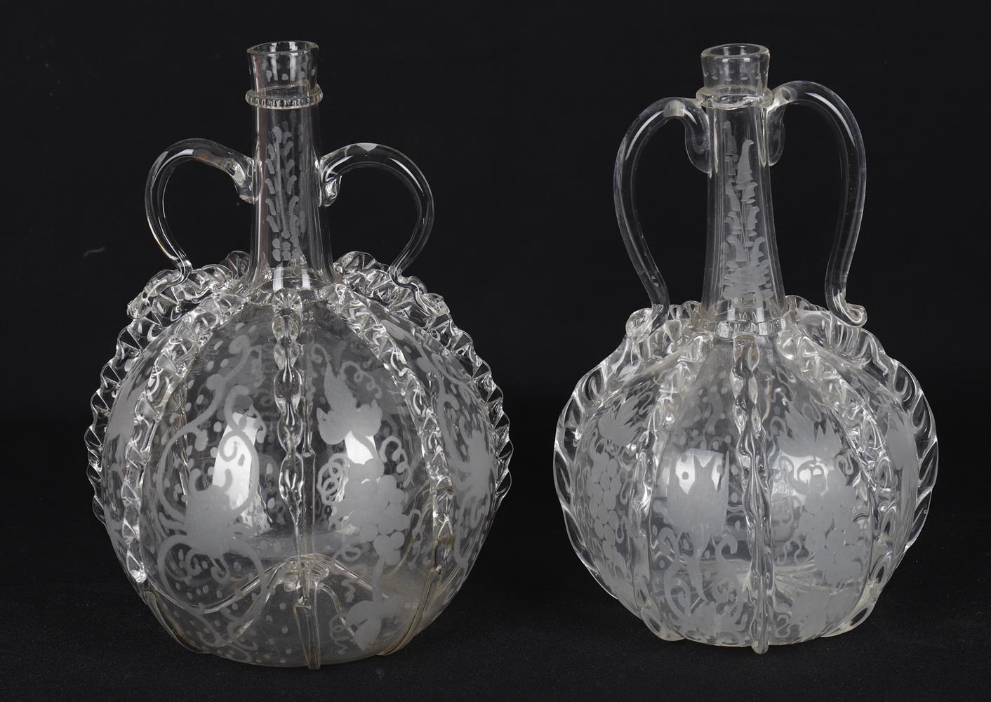 Five 19th century Dutch glass 'Bruidsfles' decanters - Image 3 of 8