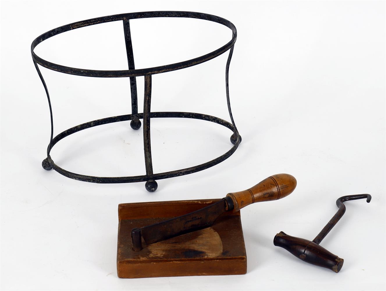 Domestic household ware including a late Victorian mahogany and beech bootjack - Image 2 of 6