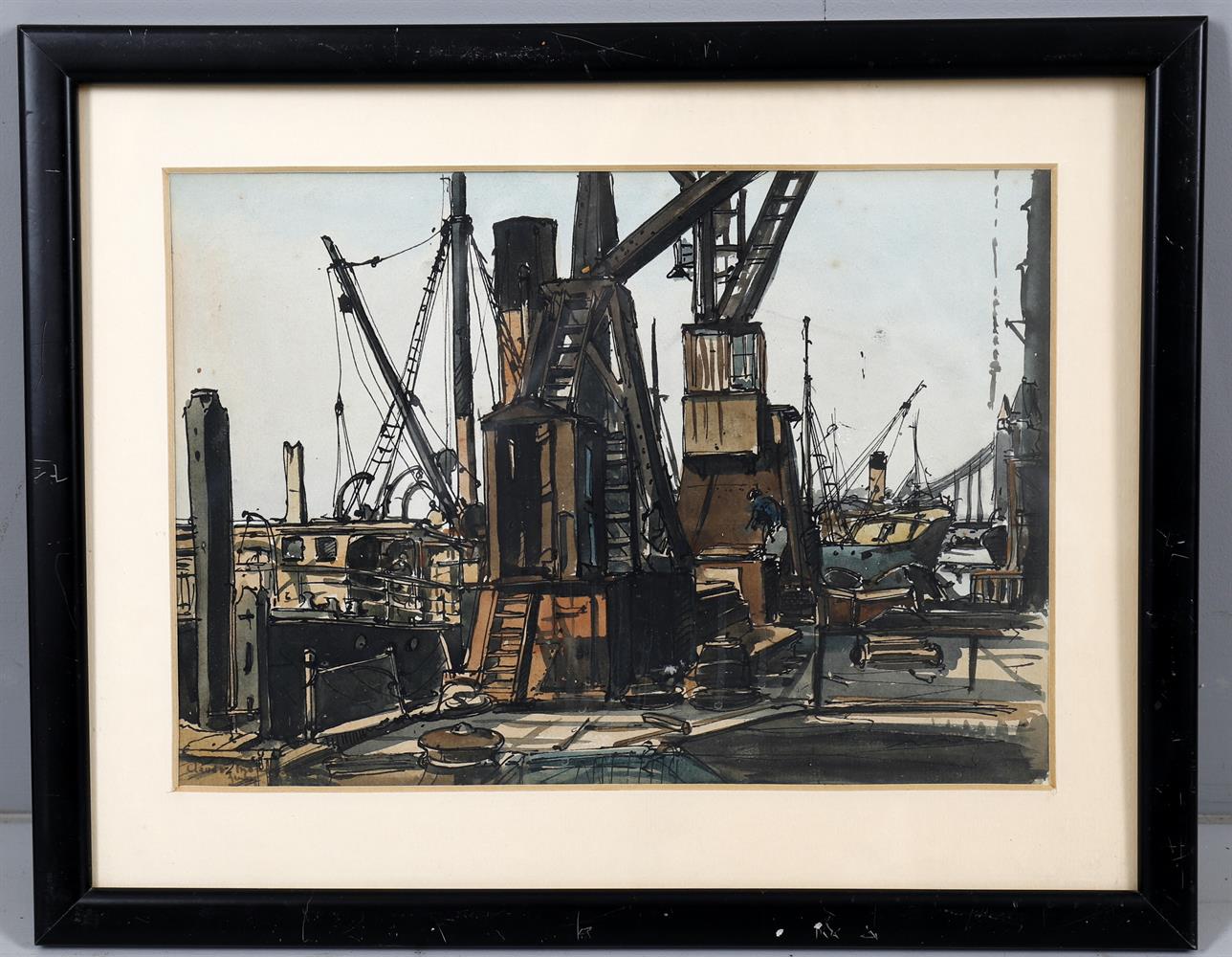 λ Claude Muncaster (1903-1974), Cranes at Hayes Wharf and another - Image 3 of 7