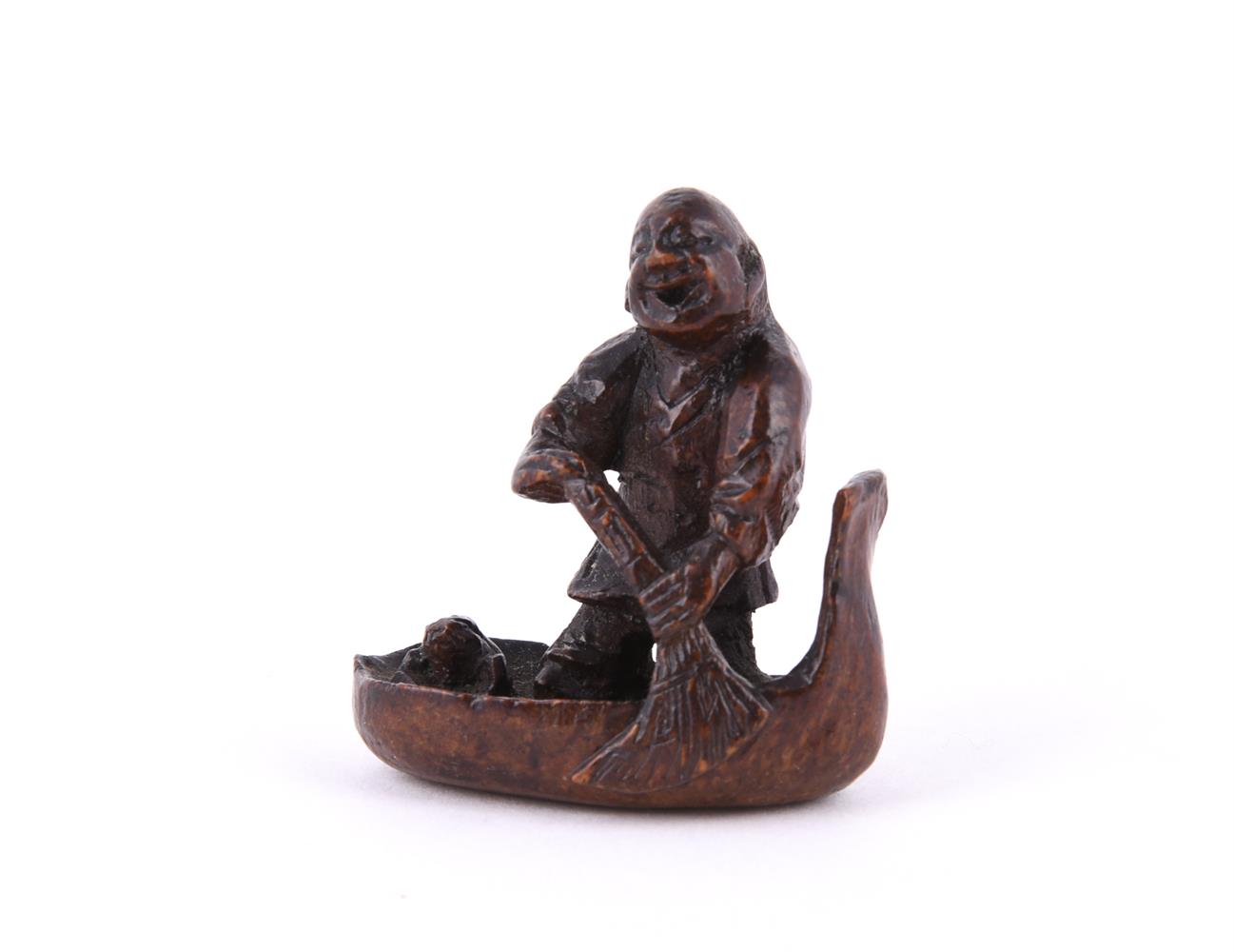 A Chinese bamboo carving of Liuhai - Image 4 of 5