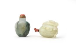 Y A carved Chinese white and russet jade 'Melon' snuff bottle