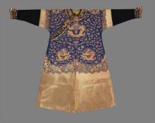 A fine Chinese Court Mandarin Gold work dragon robe