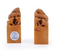 A pair of Chinese soapstone seals