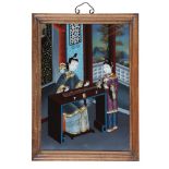 Four various Chinese reverse glass paintings