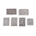 A group of Chinese export silver card cases