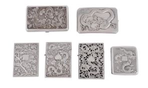 A group of Chinese export silver card cases