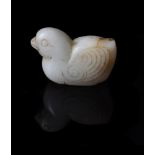 A Chinese white jade 'Mandarin duck' pendant