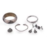 A collection of Chinese export silver and metal costume jewellery