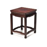 A Chinese hongmu and burl wood table-form stand