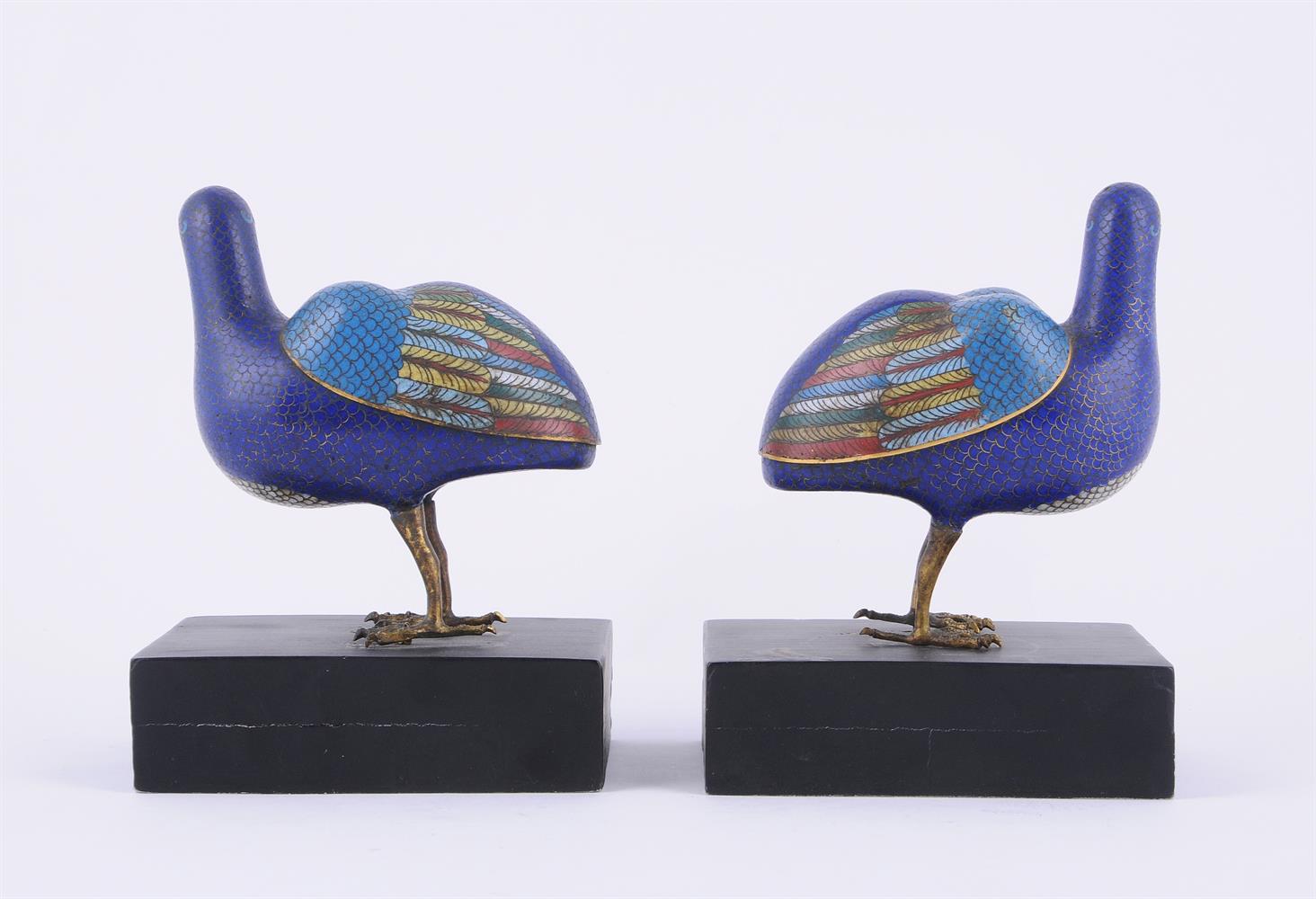 A pair of Chinese Cloisonné enamel 'Quail' censers and covers - Image 4 of 4