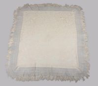 A large Chinese Export embroidered silk crepe shawl or bed cover