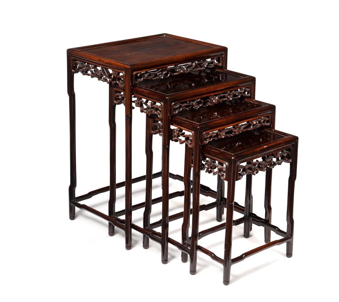 A set of Chinese graduated hardwood quartetto occasional tables