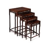 A set of Chinese graduated hardwood quartetto occasional tables