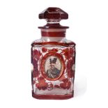 An Islamic market ruby flash scent bottle and stopper