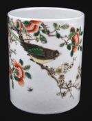 A Chinese famille verte brush pot