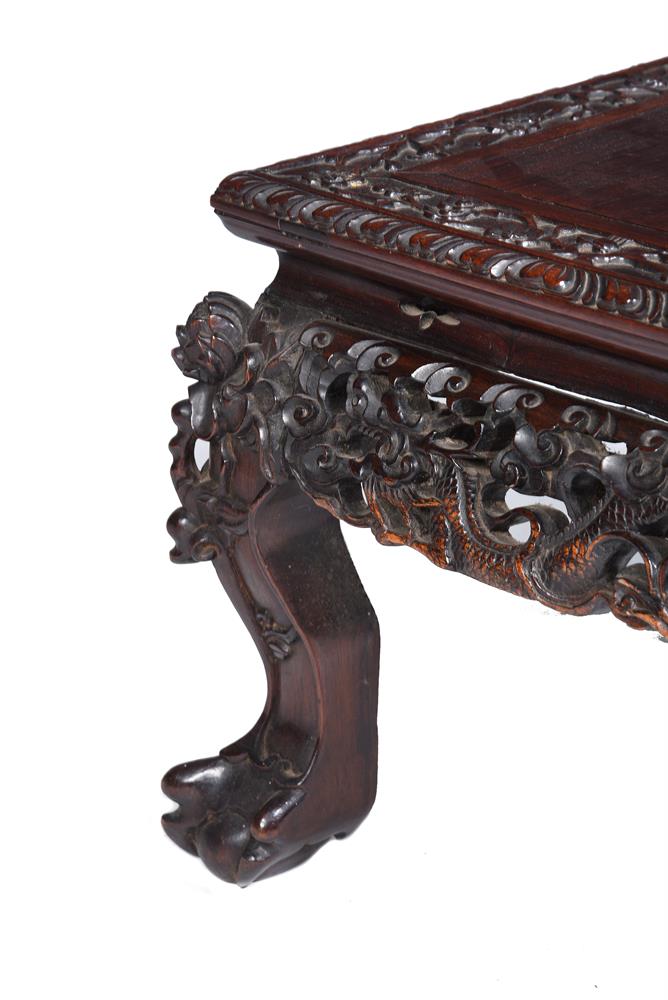 A pair of Chinese carved hardwood square stands - Image 3 of 3