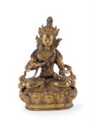A Sino-Tibetan gilt-bronze figure of Vajradhara