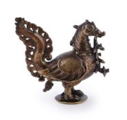 An attractive Indian bronze finial in the form of a mythical goose (hamsa)