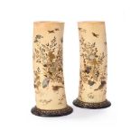 Y A Pair of Japanese Ivory Tusk Vases