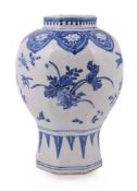 A Chinese blue and white octagonal vase