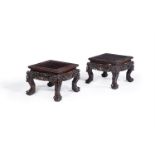 A pair of Chinese carved hardwood square stands