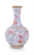 A Chinese Famille Rose bottle vase