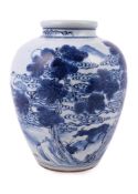 A large Chinese blue and white jar