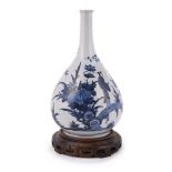 A Japanese Arita blue and white bottle vase