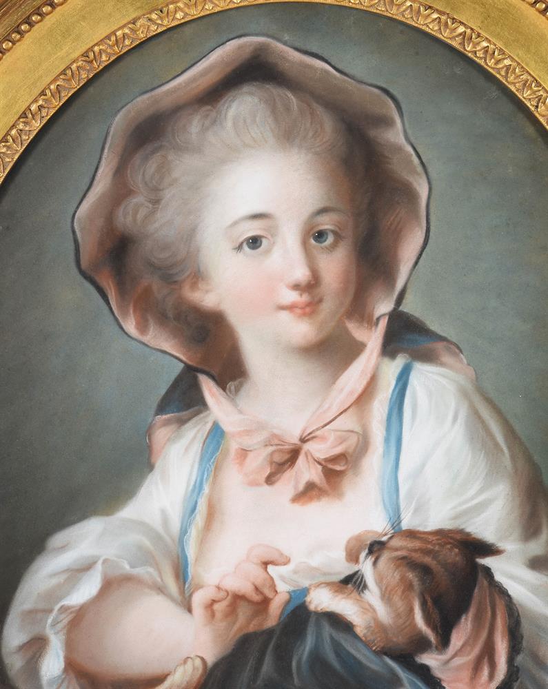 After François Hubert Drouais (French 1727-1775), A boy with a sketchbook; A girl with a kitten - Image 4 of 8