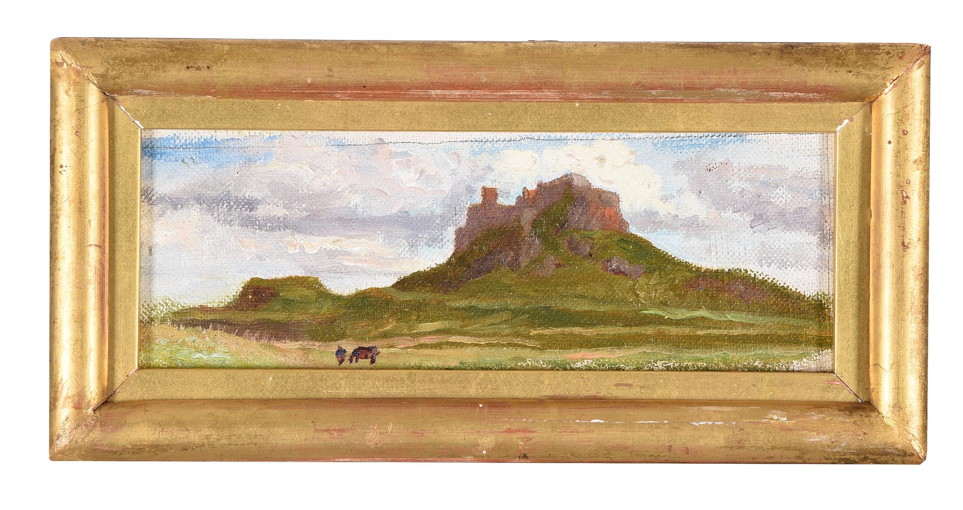 Frederic, Lord Leighton (British 1830-1896), Lindisfarne Castle with Horse and Rider - Image 2 of 3