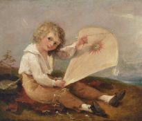 Attributed to Richard Westall (British 1766-1836), Portrait of a young boy holding a kite