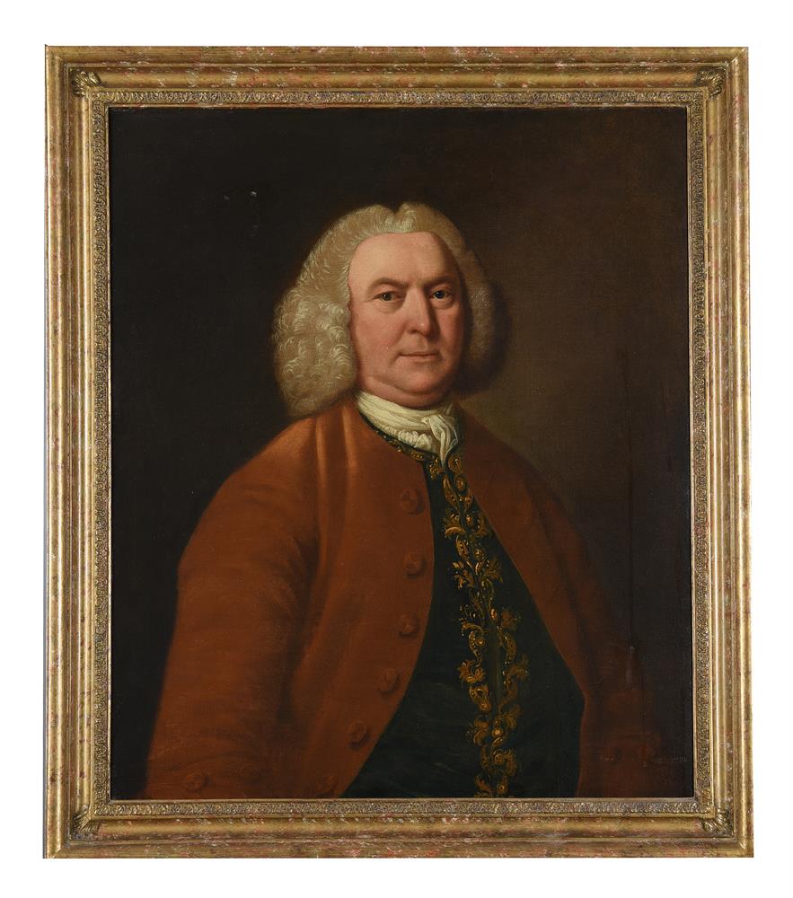 English School (18th century), Portrait of a gentleman, half-length, in a brown coat - Image 2 of 3