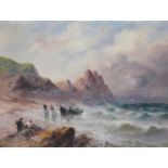 Sarah Louise Kilpack (British 1840-1909), Bringing the boat off the Jersey coast