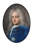 Attributed to Rosalba Carriera (Italian 1675-1757), Portrait of Thomas Chase in a blue coat