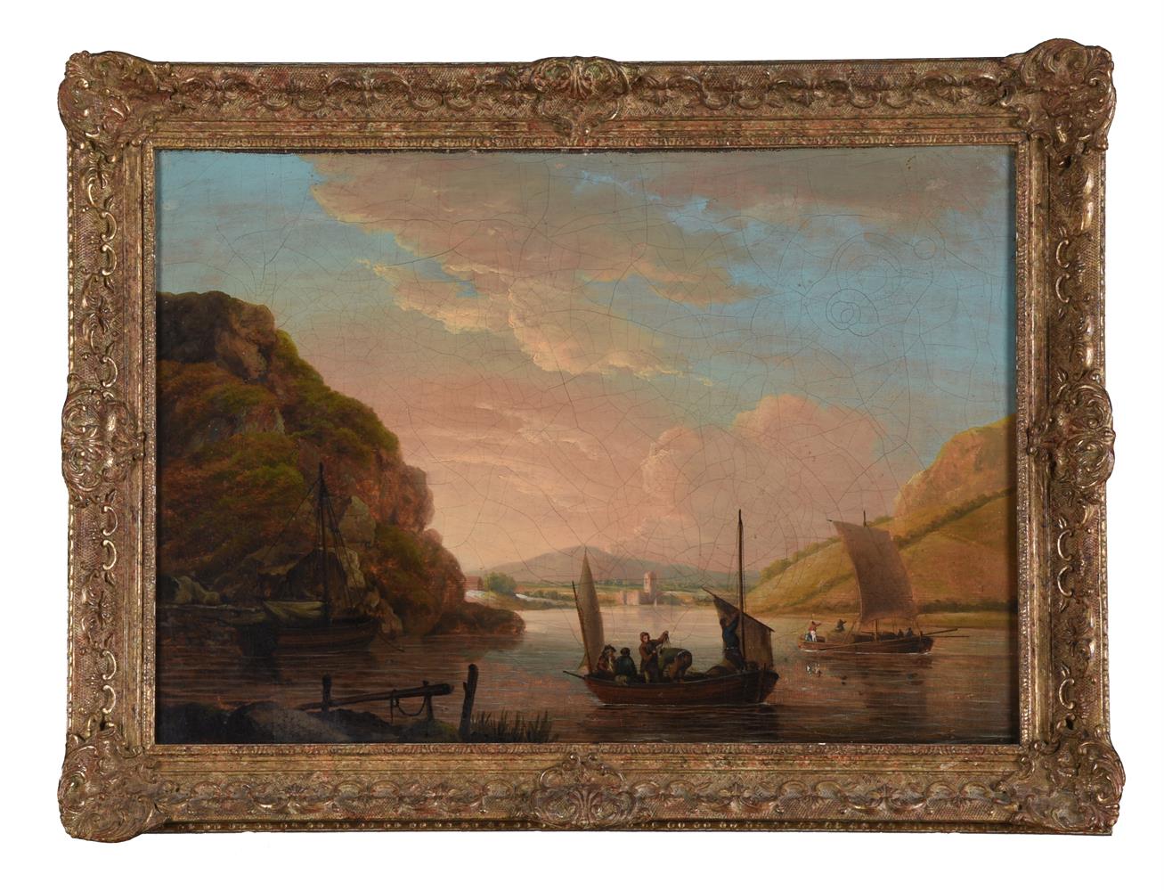 John Thomas Serres (British 1759-1825), Fishermen in a river landscape - Image 2 of 3