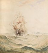 Albert Ernest Markes (British 1865-1901), Man-o-War in a choppy sea