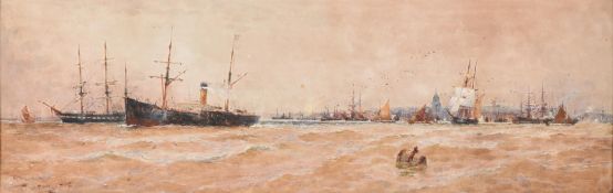 Thomas Bush Hardy (British 1842-1897), Shipping off Gravesend
