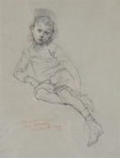 Louis B**** (French 19th century), Portrait of a seated boy