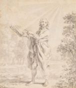 Attributed to Hubert-François Gravelot (French 1699-1773), A man holding a Greek book