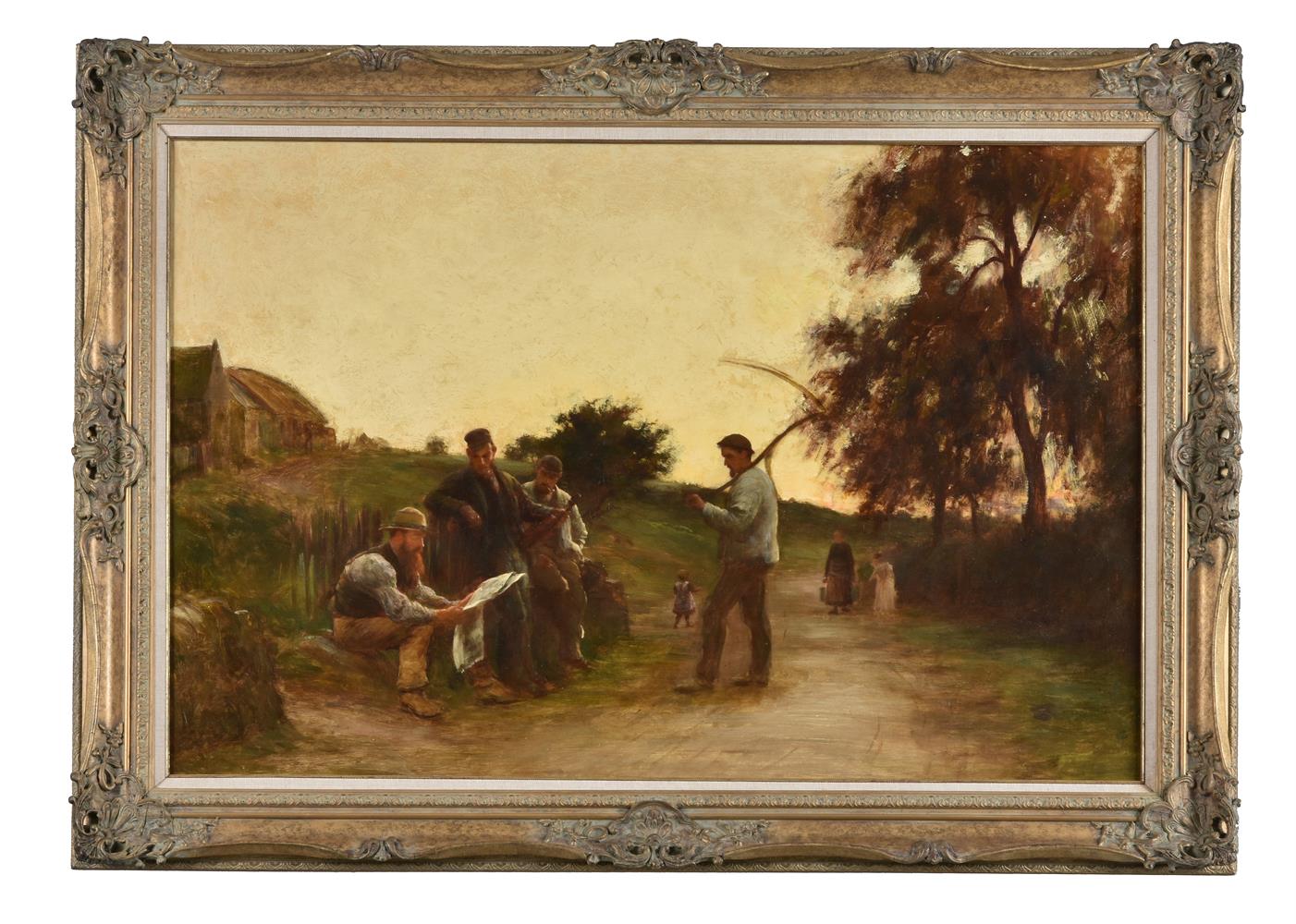 Attributed to William Darling Mckay (British 1844-1924), Harvesters at rest in a landscape - Image 2 of 3