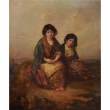 Alfred H. Green (British 19th century), Two girls seated in a landscape