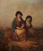 Alfred H. Green (British 19th century), Two girls seated in a landscape